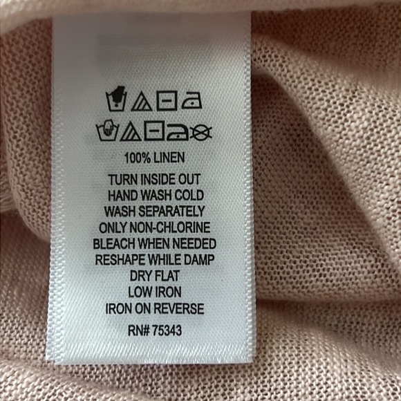 Nicole Miller New York Peach Metallic V-Neck Short Sleeve Linen Tee - Picture 7 of 7